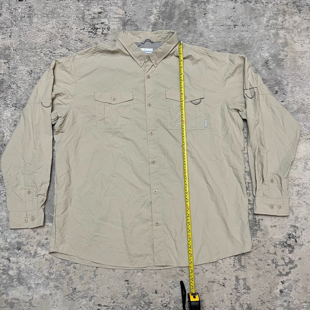 Columbia Omni-Shade Fishing Shirt Vented Relaxed Long Sleeve Beige Mens Size XXL